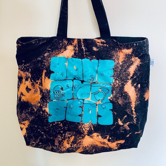 Save Our Seas Custom Bleach Dyed Black Tote - Picture 4 of 5